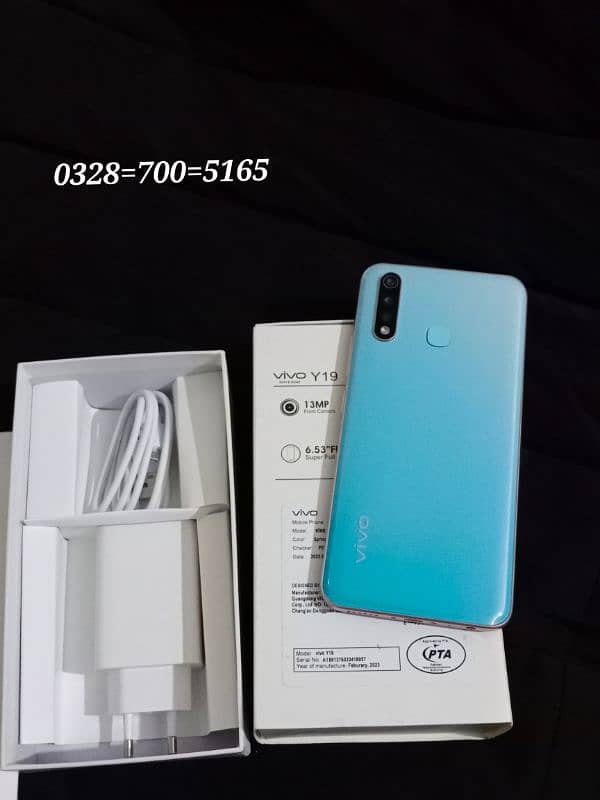 Vivo Y19 256Gb Rom+ 8Gb Ram. BOx charger. 5000mah Battery 18 w charger 0