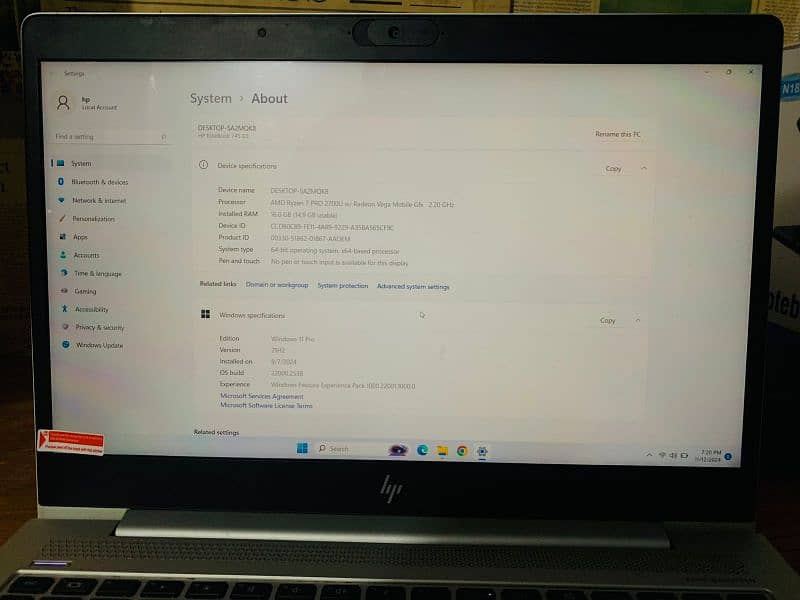 Hp elitebook Ryzen 7 Pro 4