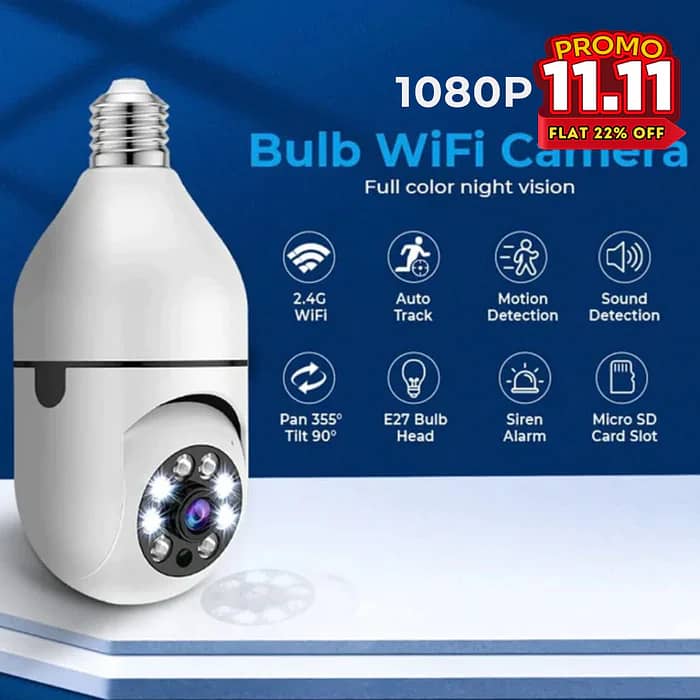 Bulb camera 1080p WIFI 360 Degree Panoramic Night Vision Two-Way Audi 1