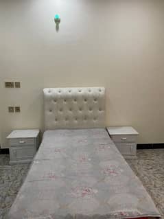 New Single Bed Set, With Spring Mattress, Two Side table