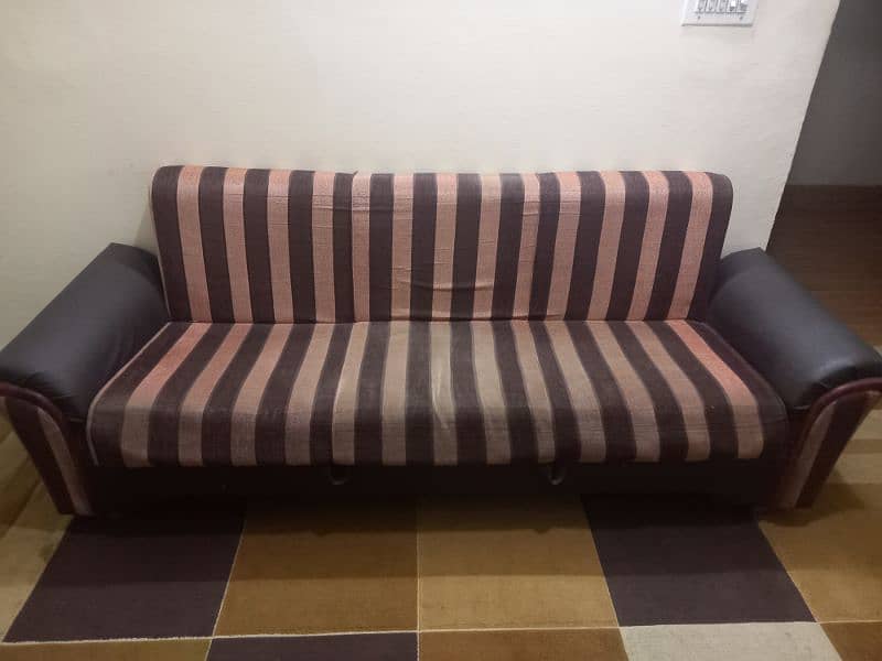 5 seater used wooden, rod iron & sofa cum bed for sale 4