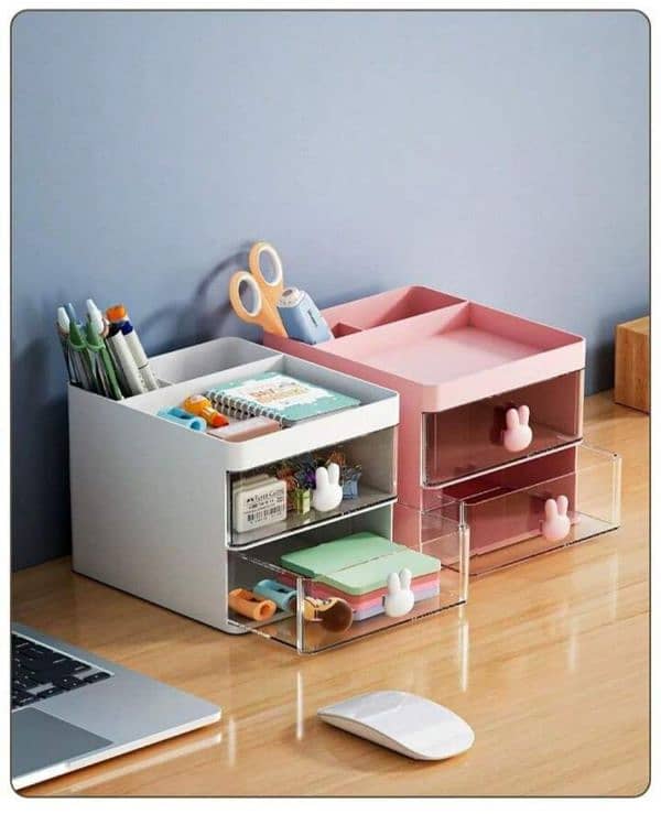 2-Tier Drawer Desk Organizer with Pen Holder 2