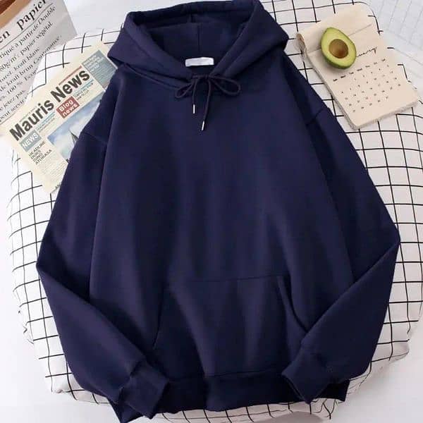 premium hoodie fleece hoodie for man_ Plain blue comfort 1