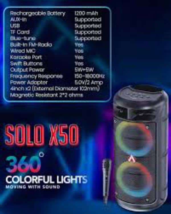 audionic solo x50 with 360 lights and wired Mike 1