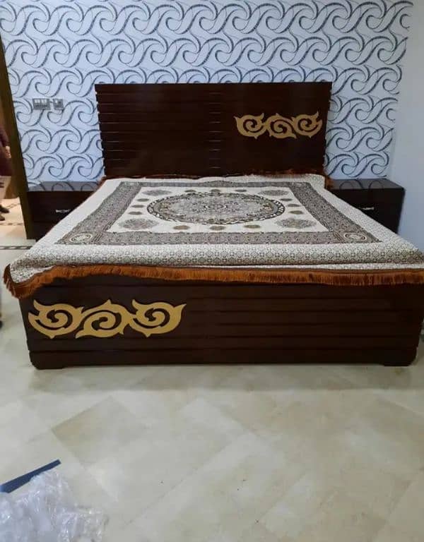 double bed, wooden double bed side table dressing, bed 16