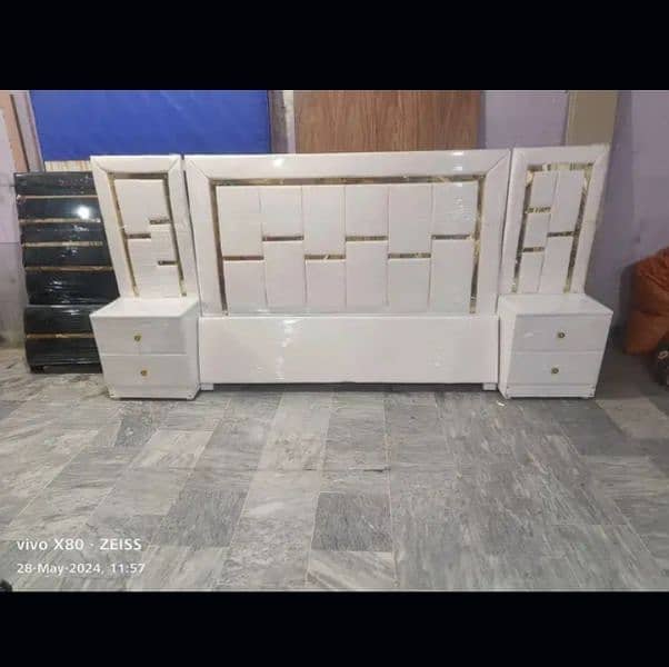 Double bed, poshish bed, side table dressing table, bed 0