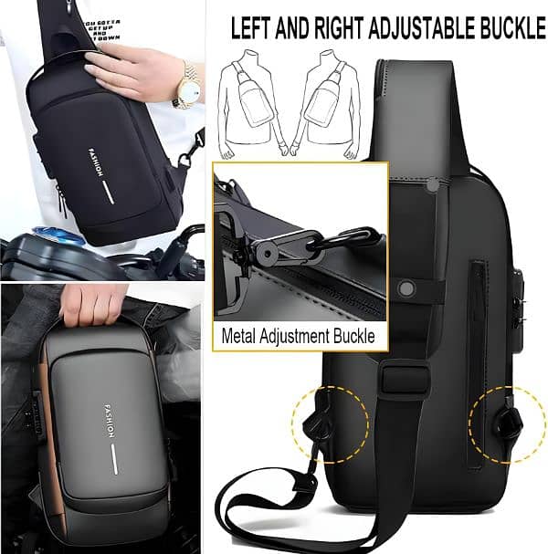 Waterproof Shoulder Bag with USB Port and Password Protection 4