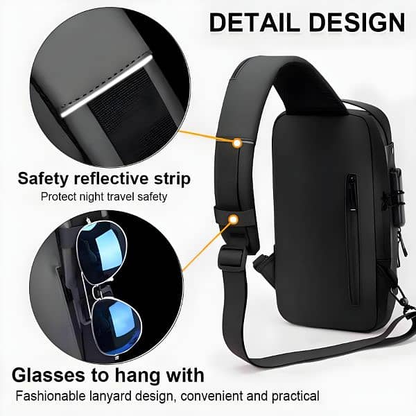 Waterproof Shoulder Bag with USB Port and Password Protection 5