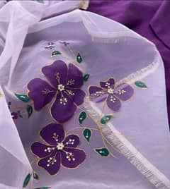 Hand Painted Organza Dupatta