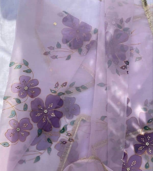 Hand Painted Organza Dupatta 1