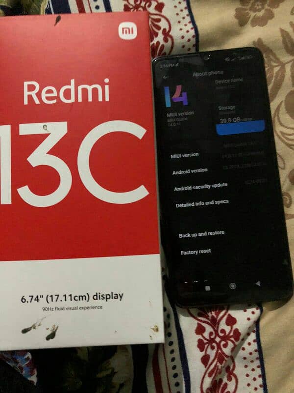 redmi 13c 6/128 new condition for sale 0