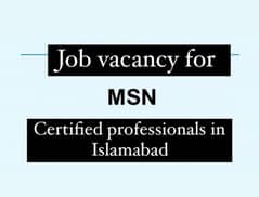 job for MSN (masters of science in nursing) certified professional