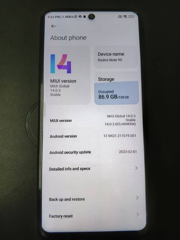 Redmi Note 9s 6 GB 128GB 4