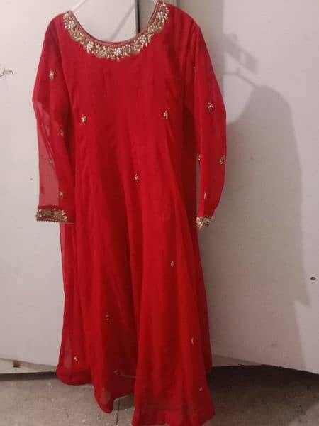 fresh, one time wear, long chiffon hand embroidered frock 4