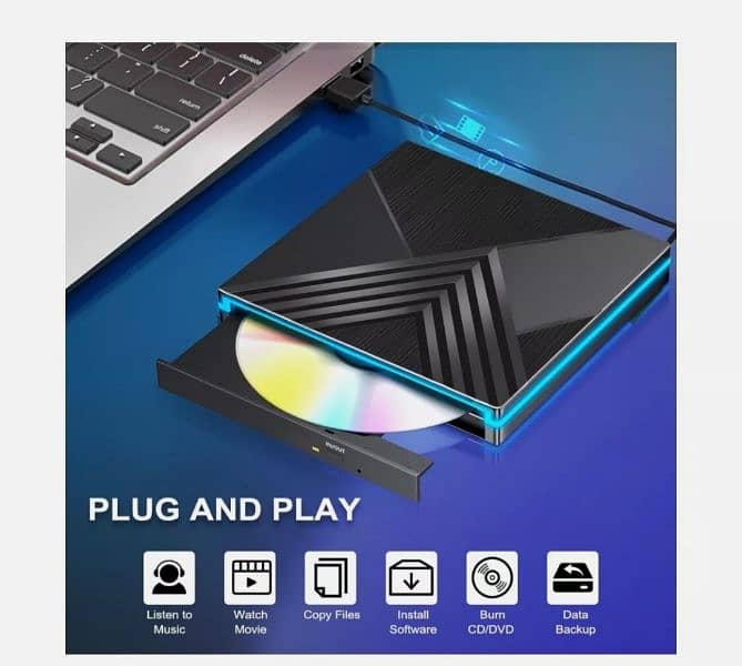 RGB DVD/CD Drive for Laptop USB 3.0 W/7 Color Ambient Lighting 10