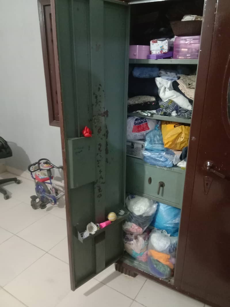 Heavy thick metal, Steel cupboard almirah 2 door with locker 1