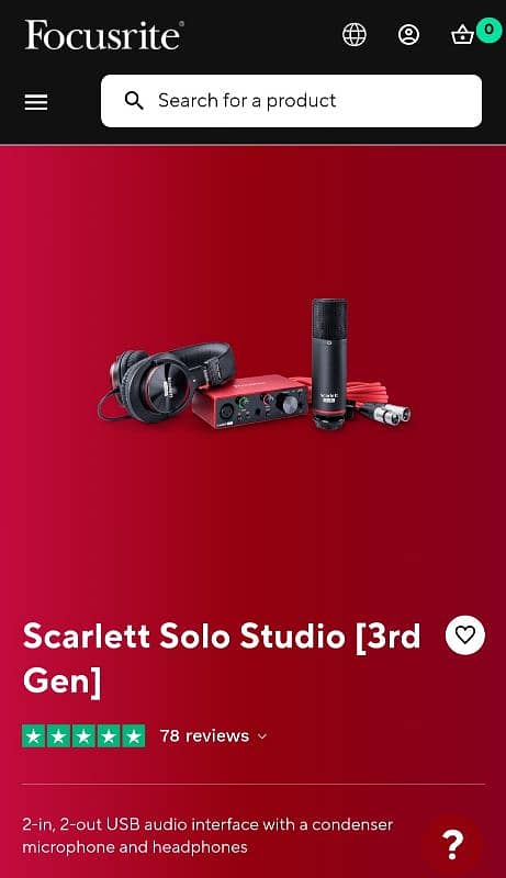 Focusrite Scarlett Solo Studio Bundle ( 3rd gen ) Audio Interface 0