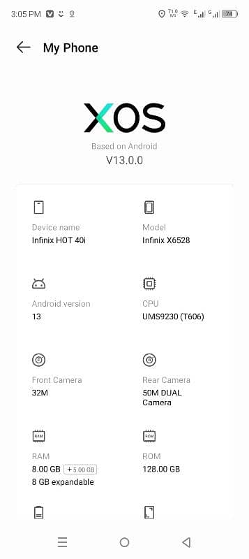 Infinix hot 40i 8+5/128 7