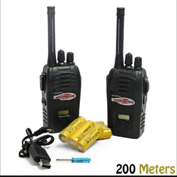 200 Meter Rechargeable Walkie-Talkie Noise Reduction Radio Play 0