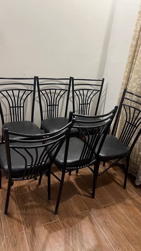 6 rod dining chairs with dining table stand , 0