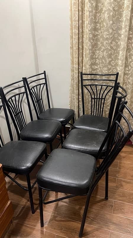 6 rod dining chairs with dining table stand , 1