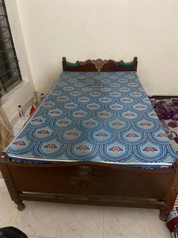 Single bed with mattress and side table 0