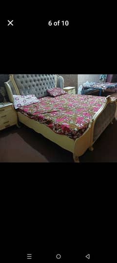 wooden Double bed with side tables, without matris