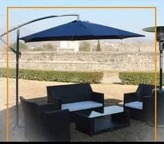 Outdoor Umbrella, Rattan sofa, sidepole patio cantilever sole set