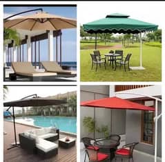 Outdoor Umbrella, Rattan sofa, sidepole patio cantilever sole set