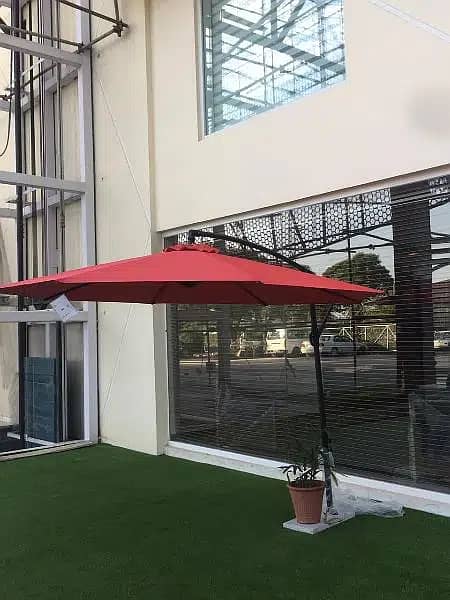 Outdoor Umbrella, Rattan sofa, sidepole patio cantilever sole set 8