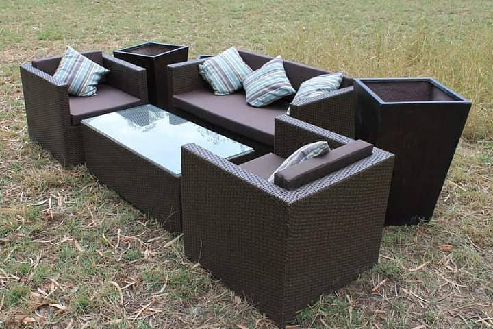 Rattan sofa set, Patio 3 and 2 seater poshish sofas, L shape roof 19