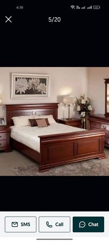 double bed set, king size bed set, Sheesham wood bed set, furniture 3