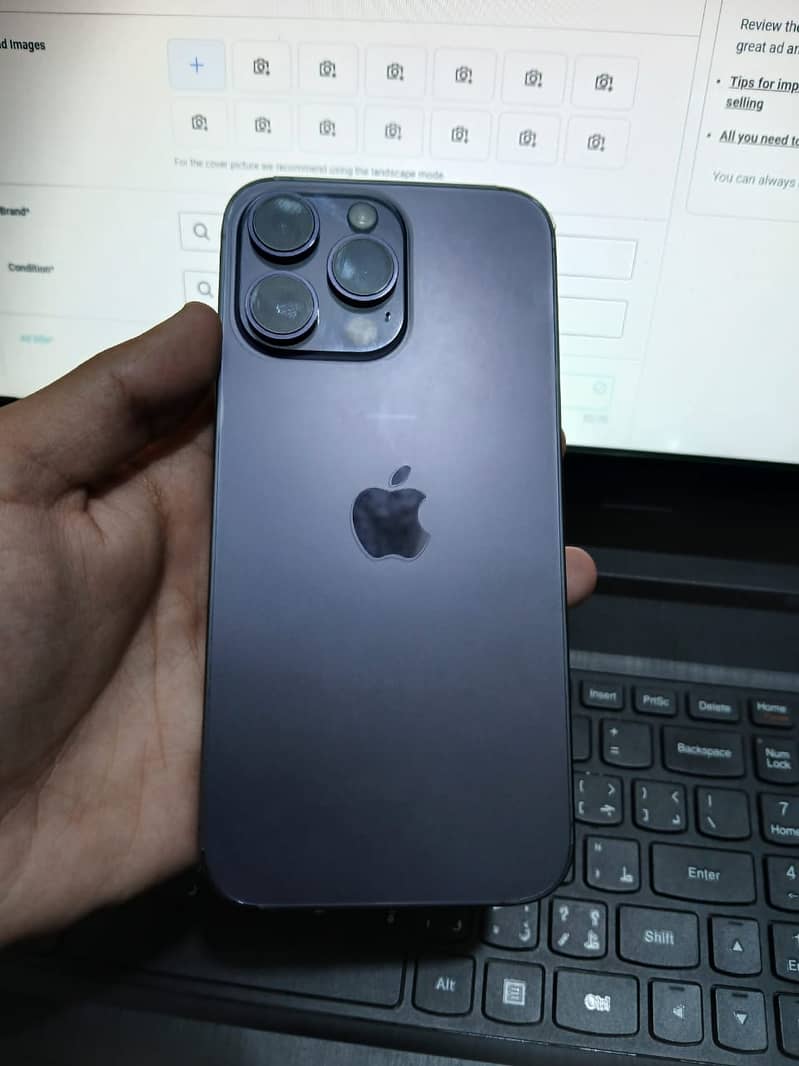 iphone 14 pro max deep purple 256 gb UAE model 10/10 3