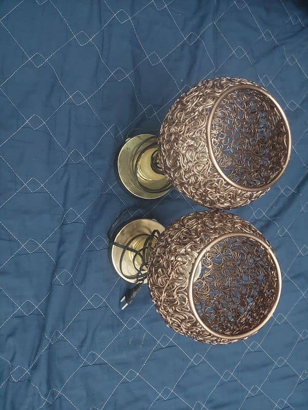 side table lamps & dustbin set 1