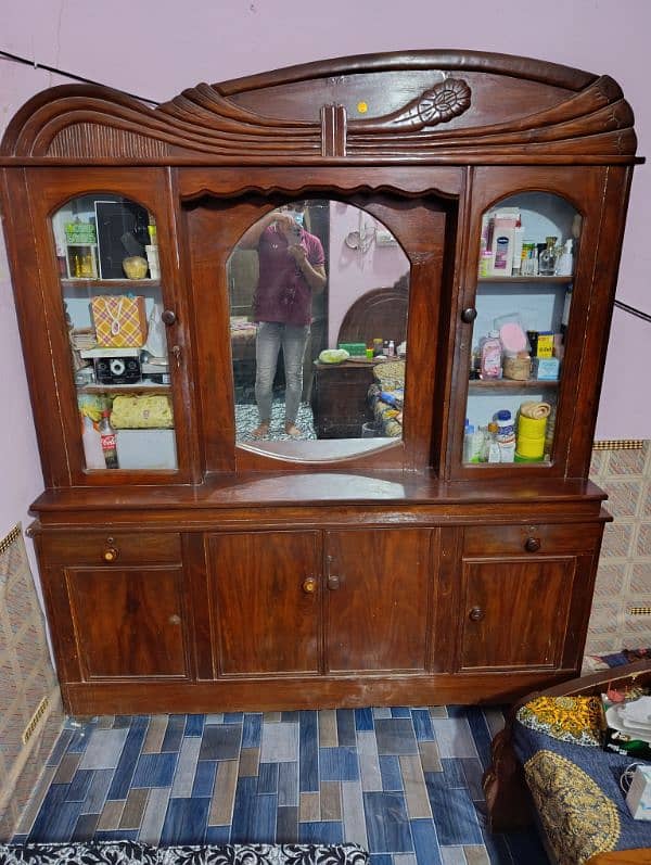 Double Bed For Sale/(2 side & dressing Table & showcase)//wooden Bed 4