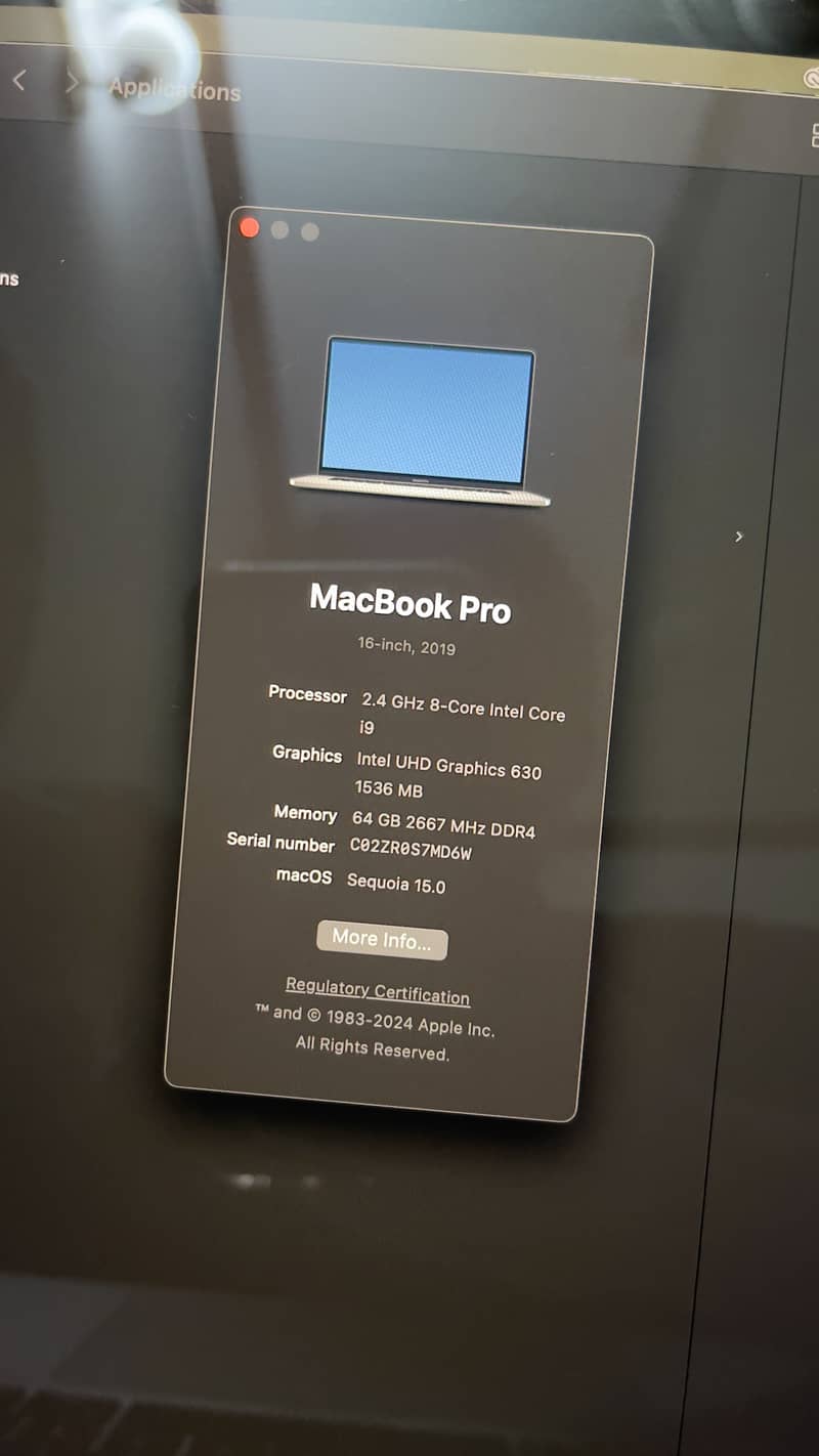 Macbook Pro 2019 -16"  i9 10th Gen 64GB Ram 2TB SSD 4