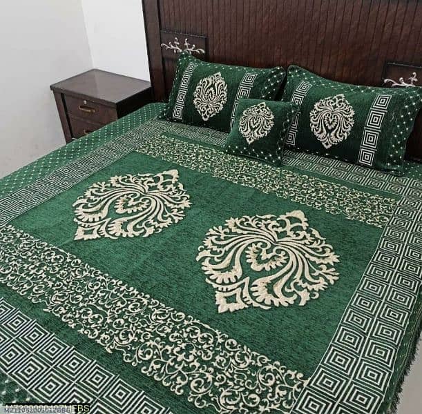 4 pc Velvet Jacquard Printed Double Bed Sheet 6