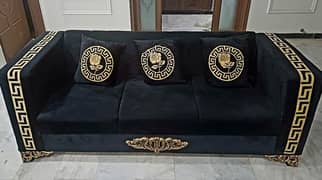 3 month used jet black sofa set