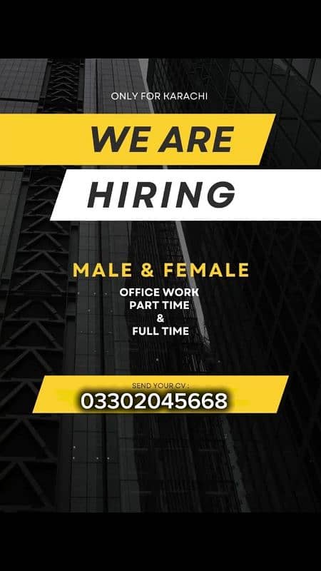 we are hiring male and female candidate 0