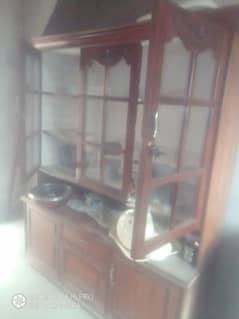 Crokery display wooden cupboard