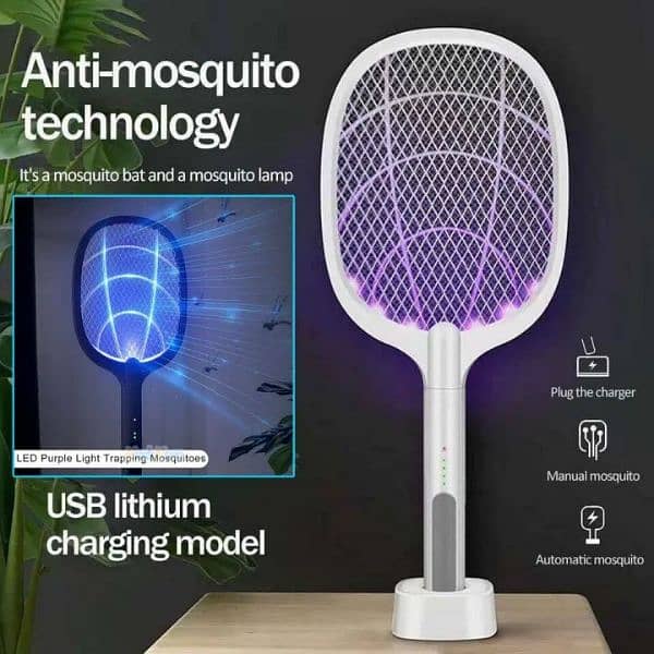 2 in 1 Rechargeable Electronic Mosquito Bat Racket Insect Killer Lamp 4