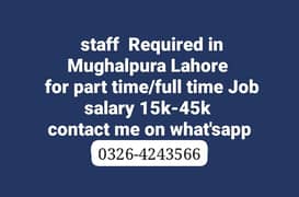 Part time job available for male and female staff