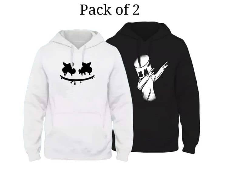 Men's Stitched Fleece Printed Hoodie, Pack of 2 0