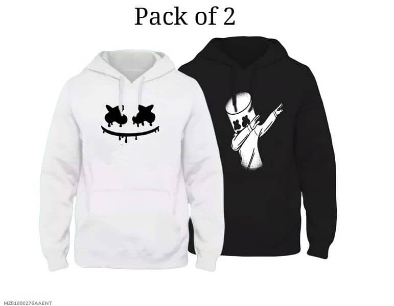 Men's Stitched Fleece Printed Hoodie, Pack of 2 2