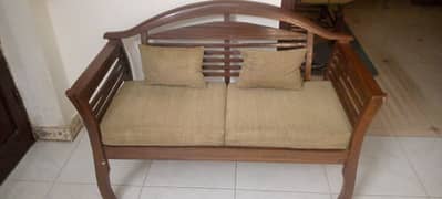 Compact Wooden Sofa (Cushion + Detachable Back)