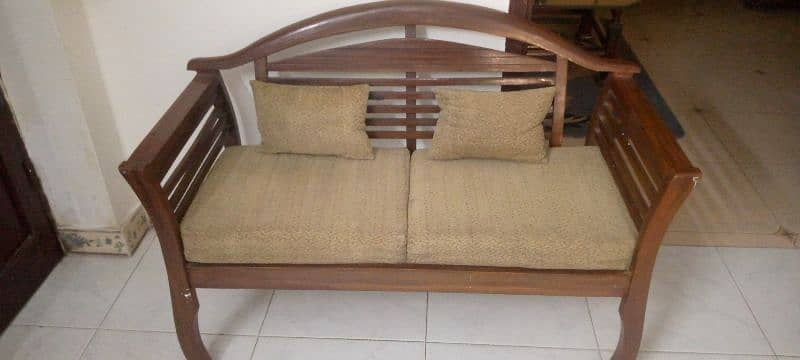 Compact Wooden Sofa (Cushion + Detachable Back) 0