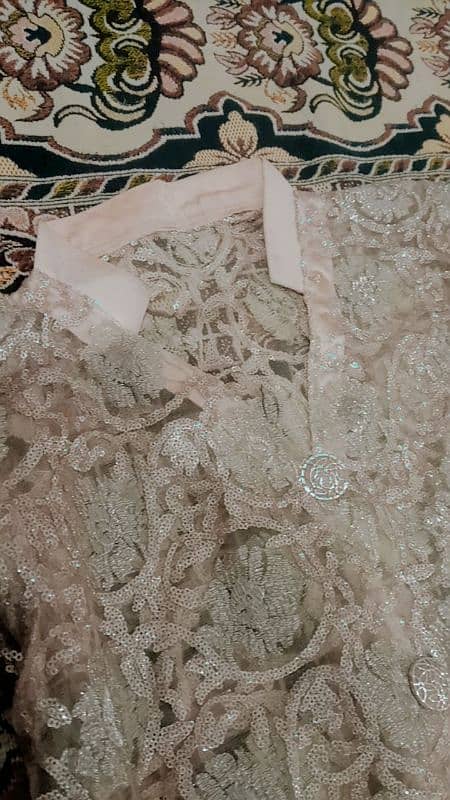 3 piece net qameez silk shalwar or trouser 3