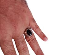 Black Aqeeq Silver Rings with 24 Naqsh