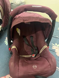 3 in 1 baby traveler, bay perm, car seat with rain coat and baby bag