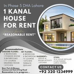 1 Kanal House Available For Rent Nearest Penta Square & Park & Commercial in Phase 5 Prime Location